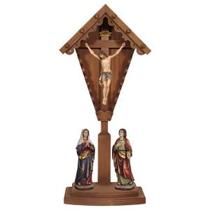 Crucifixion group Siena on field cross dark stained